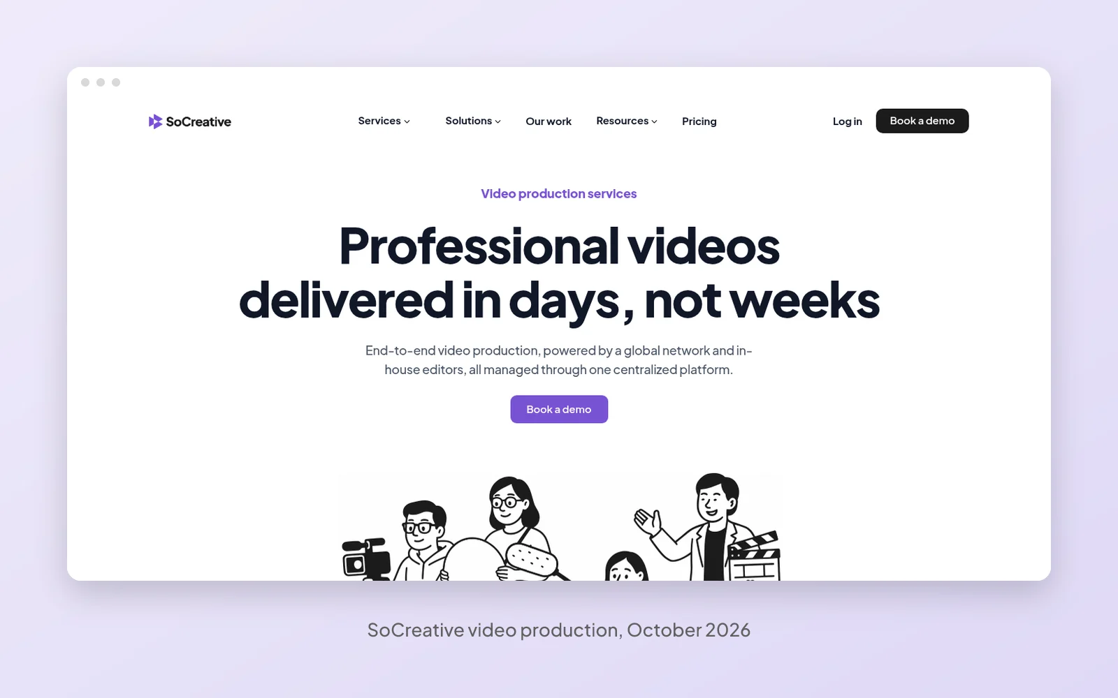 The SoCreative video production service page in October 2026
